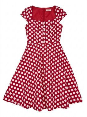 ☔️🔹️NWOT Red w/White Polka Dot 50's Rockabilly Dress Small